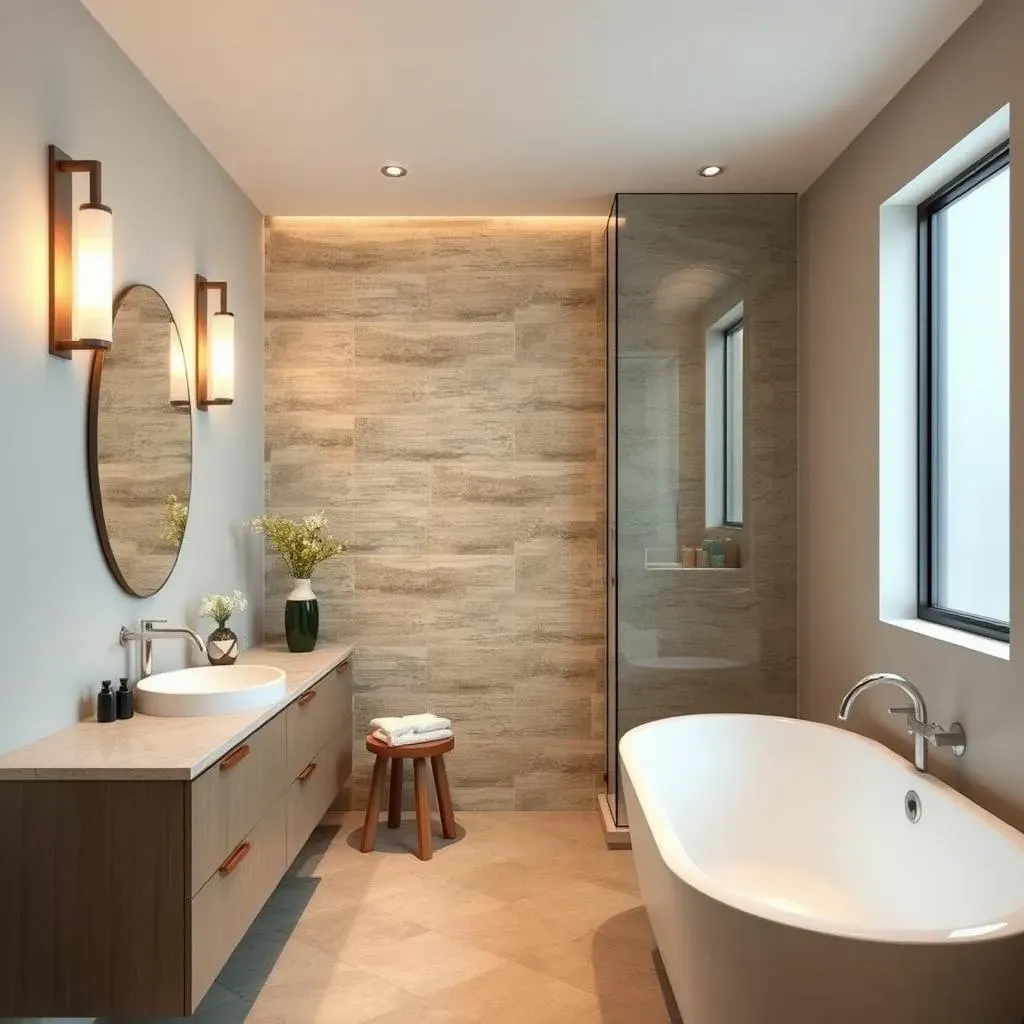 Amazing Bathroom Accent Wall Ideas with Lighting