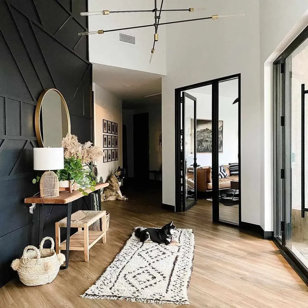 Stunning black accent wall entryway design ideas