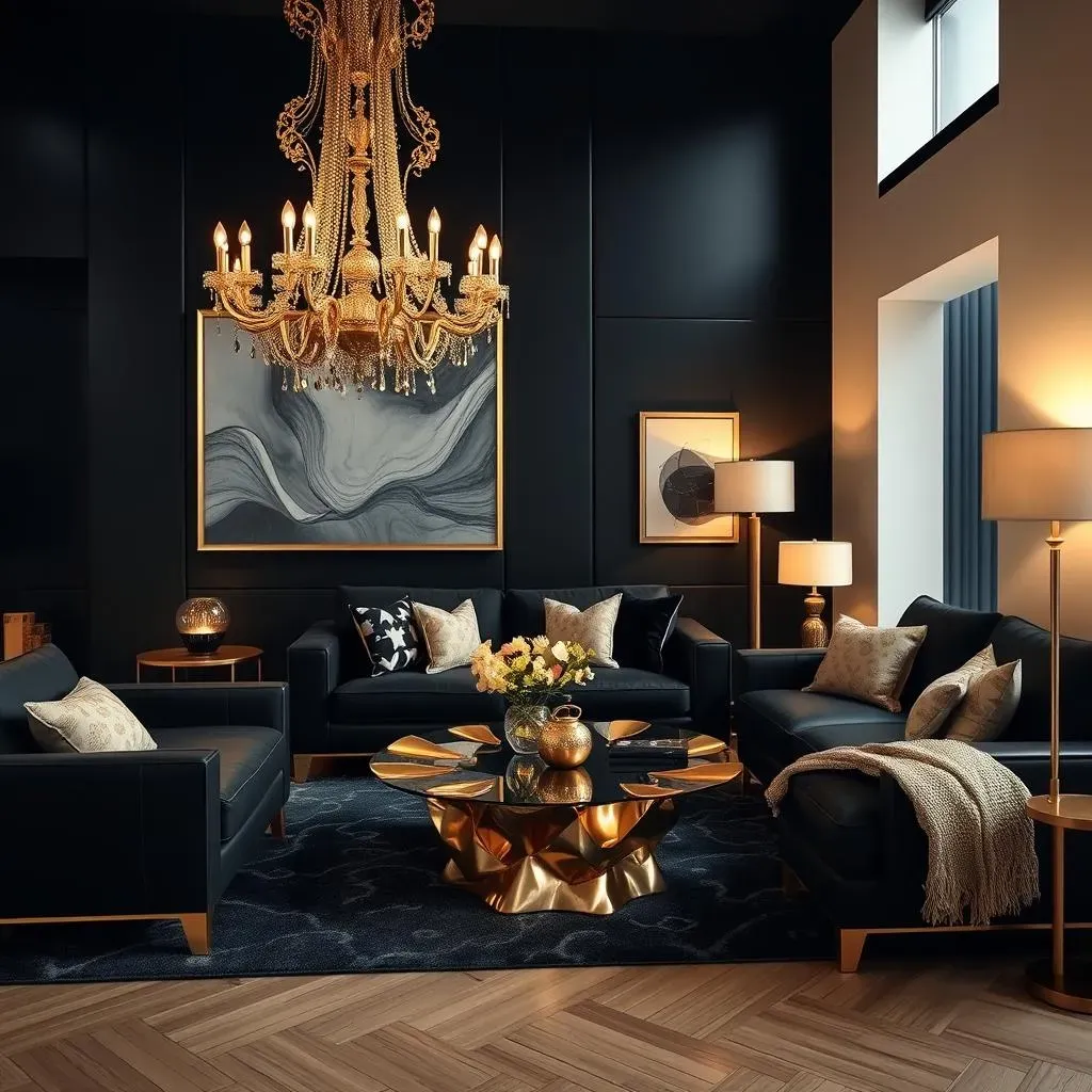 Stunning Black Accent Wall Ideas with Gold Accents