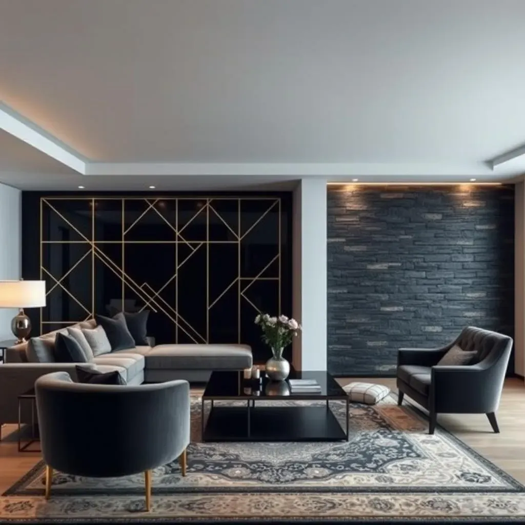 Black and Gold Accent Wall Ideas for Living Rooms