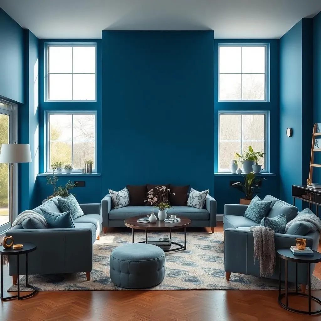 Amazing Blue Living Room Paint Ideas with Accent Wall