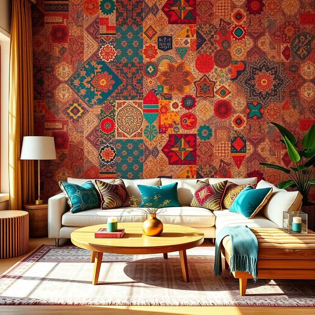 Color and Pattern Play: Bold Choices for a Vibrant Bohemian Living Room Accent Wall