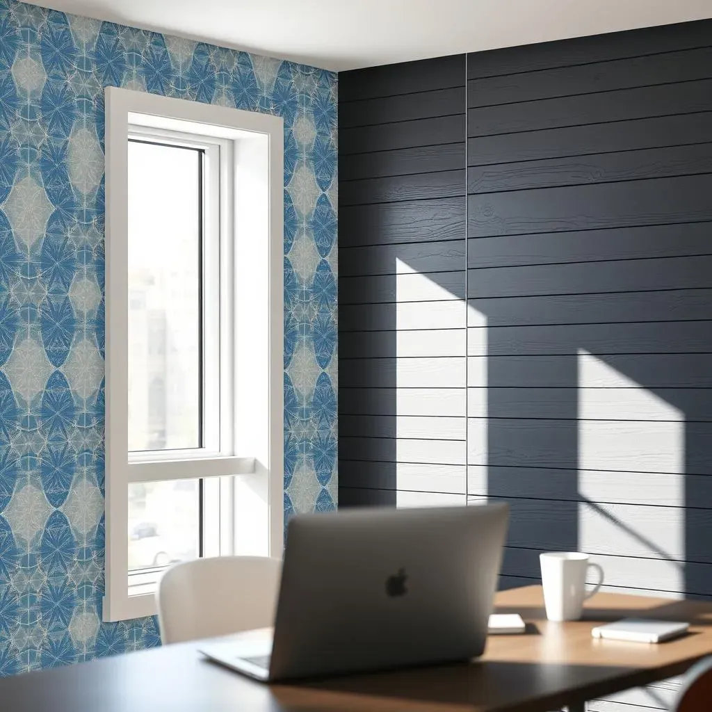 Creative Office Accent Wall Ideas Using Wallpaper and Texture