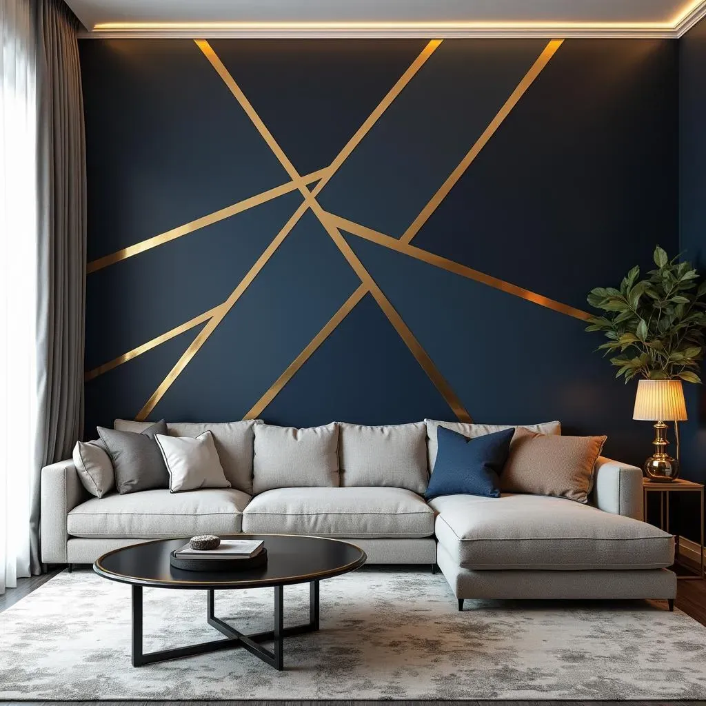 Creative Pattern Accent Wall Paint Ideas for Your Living Room