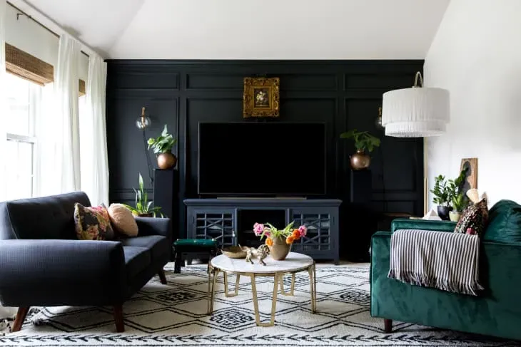 Designing Around Your Black Accent Wall in the Family Room