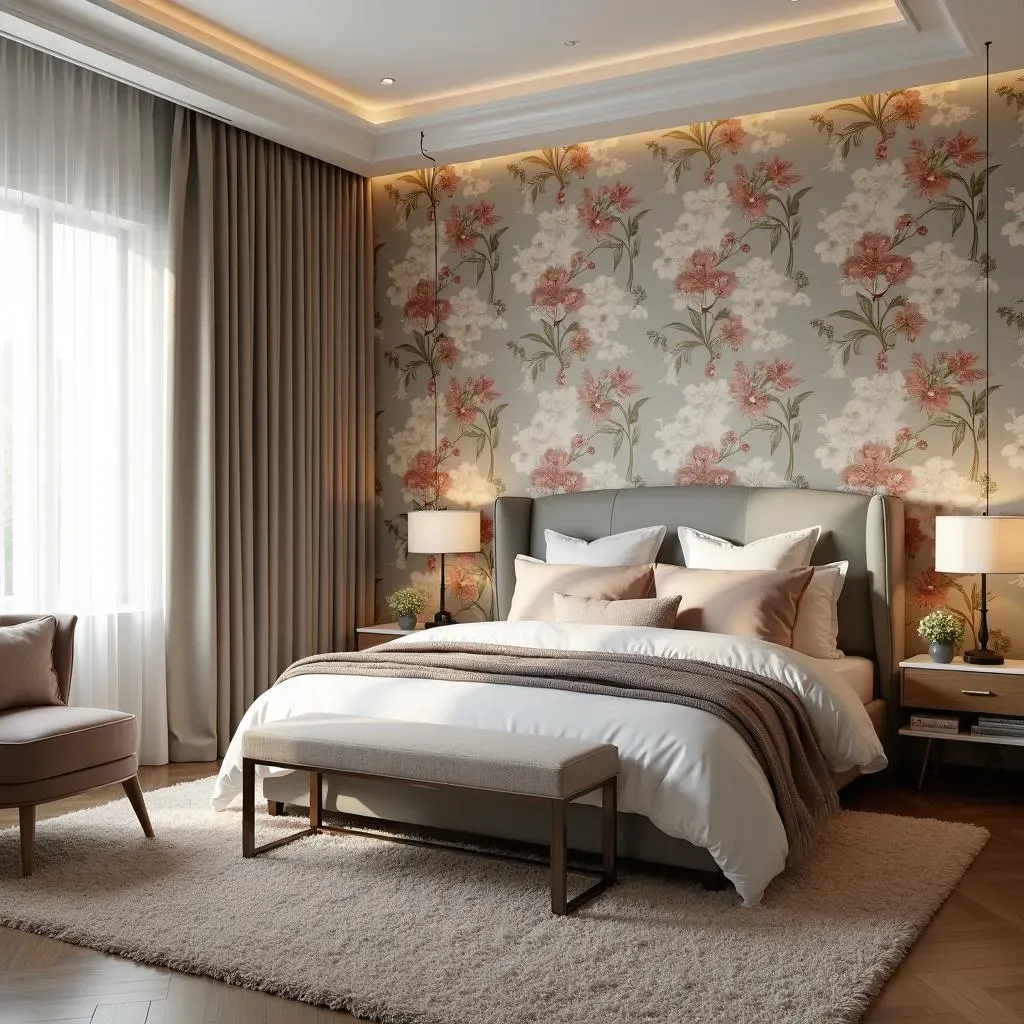 Guest Bedroom Accent Wall Ideas Using Wallpaper: Patterns and Textures