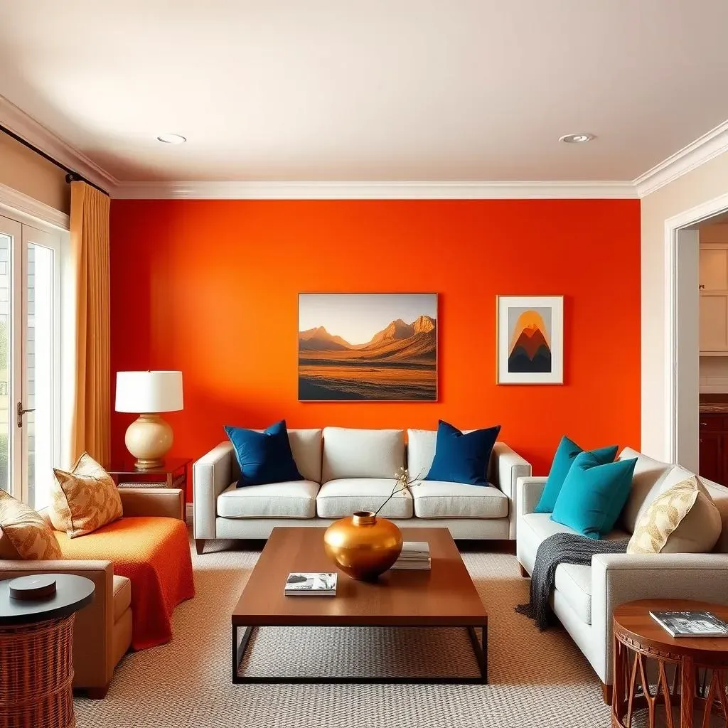 How to Style Your Living Room Around an Orange Accent Wall