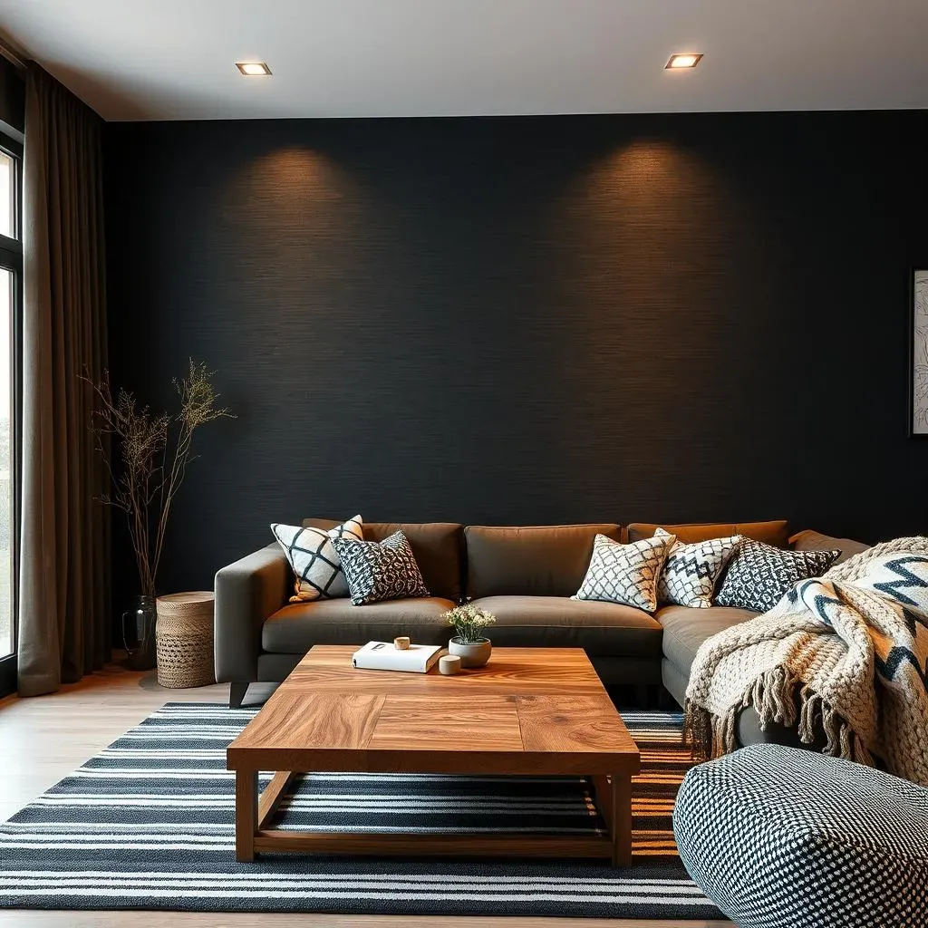 How to Use Textures and Patterns with a Black Accent Wall