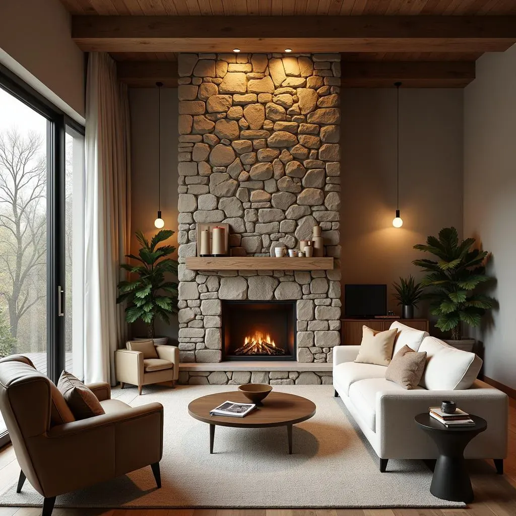 Living Room Accent Wall Ideas with a Fireplace: Choosing the Right Materials