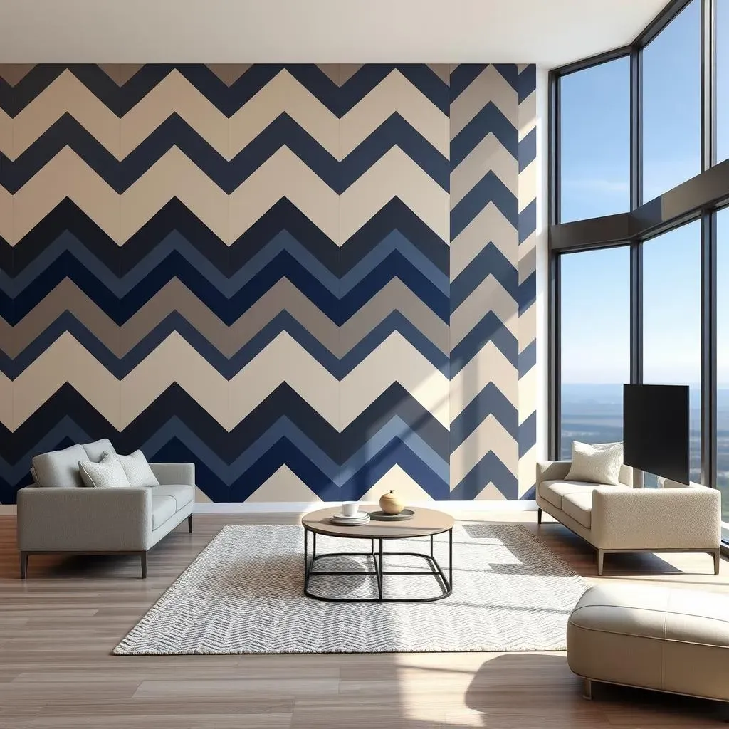 Living Room Accent Wall Ideas with Geometric Patterns