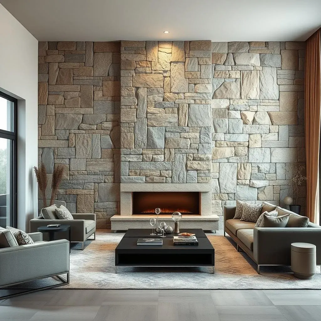 Amazing Living Room Accent Wall Ideas with Stone