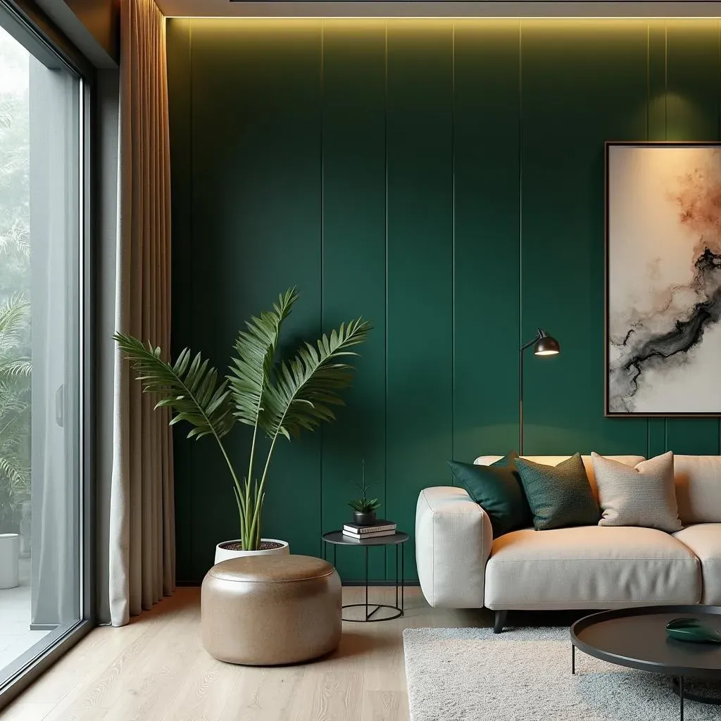 Modern Accent Wall Ideas with Lighting: Color and Material Choices