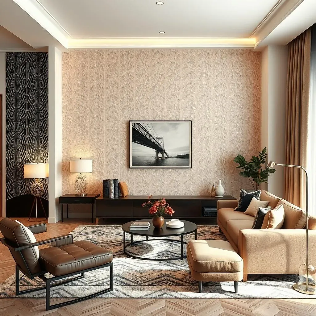 Amazing Modern Wallpaper Accent Wall Living Room Ideas