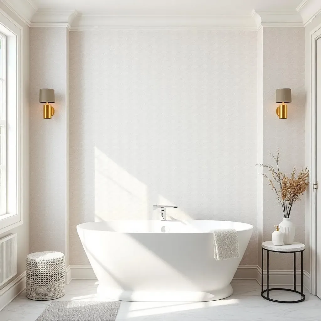 Neutral Bathroom Accent Wall Ideas: Subtle Patterned Tile or Wallpaper