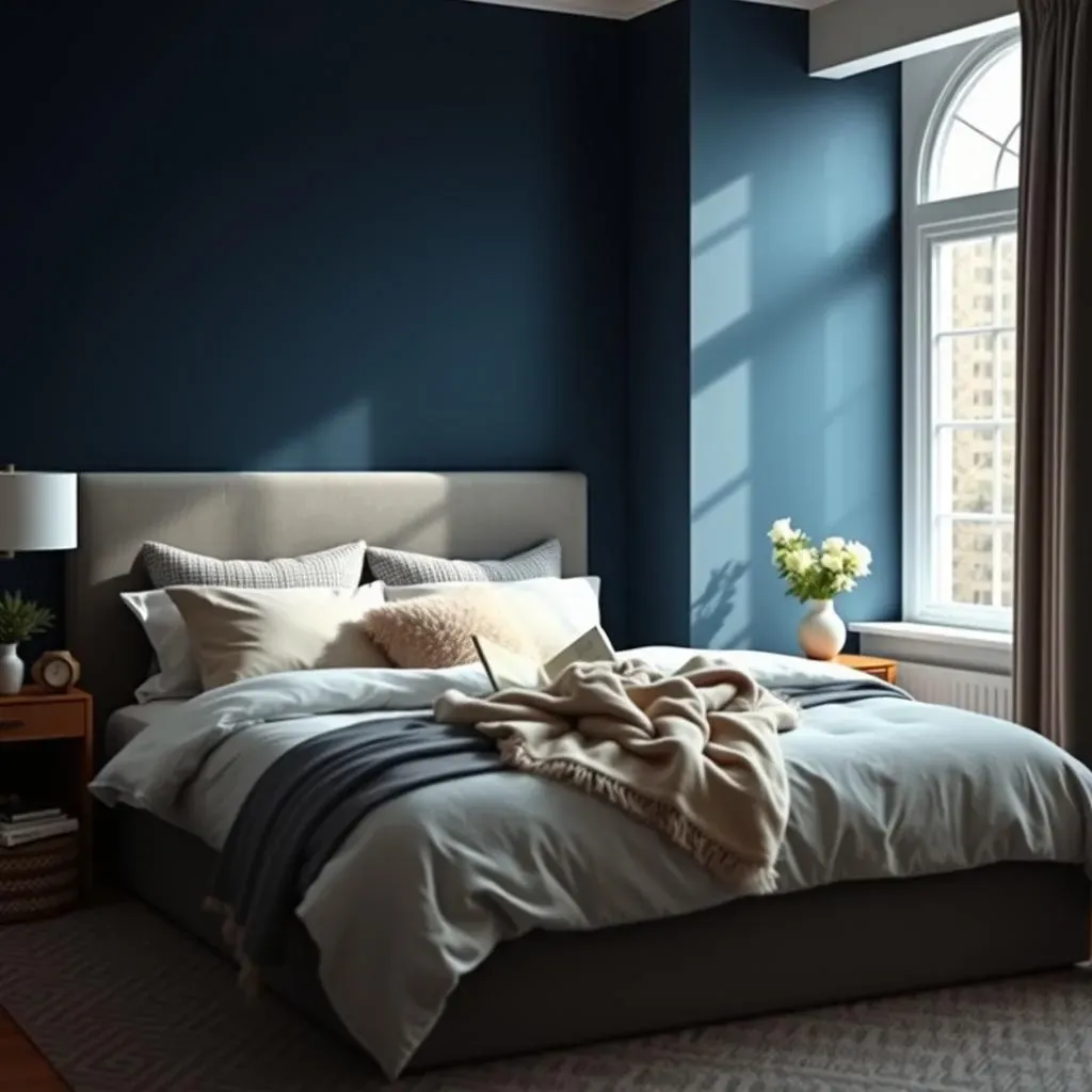 Styling Your Bedroom Around a Navy Blue Accent Wall