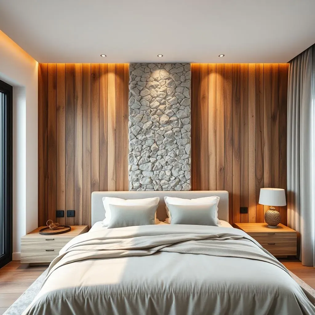 Textural Primary Bedroom Accent Wall Ideas: Wood, Stone, and More