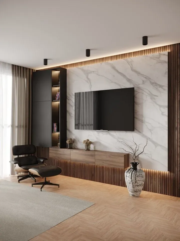 Textured and Tiled Accent TV Wall Ideas