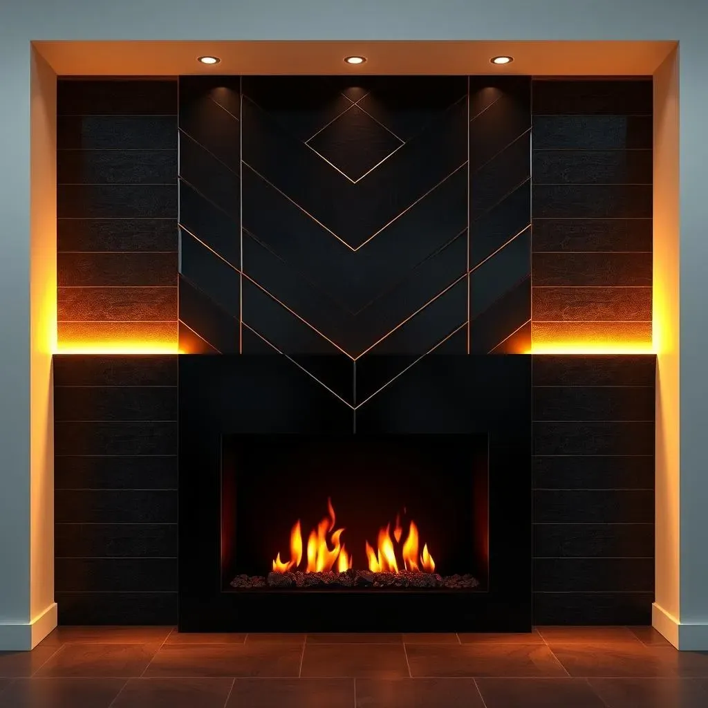 Tile and Geometric Patterns: Modern Fireplace Accent Wall Ideas