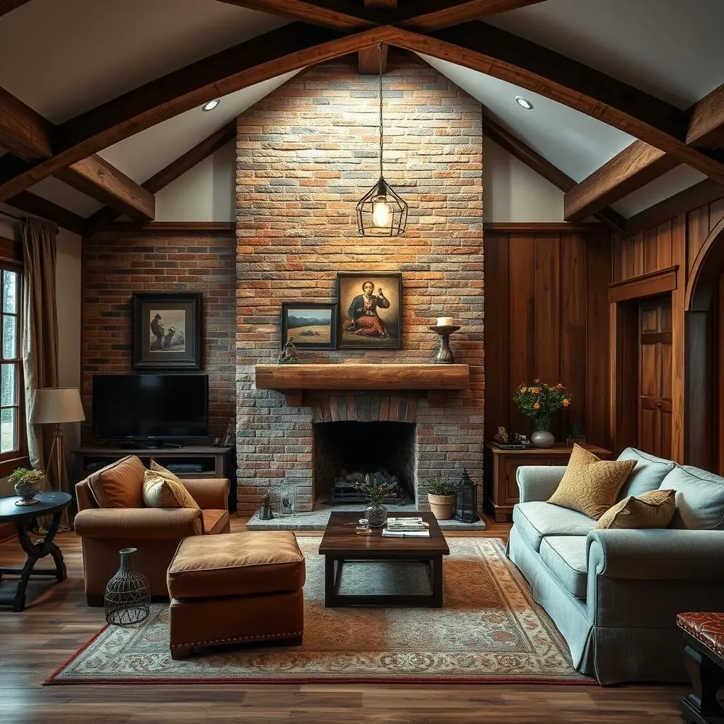 Timeless Textures: Wood and Stone Accent Fireplace Wall