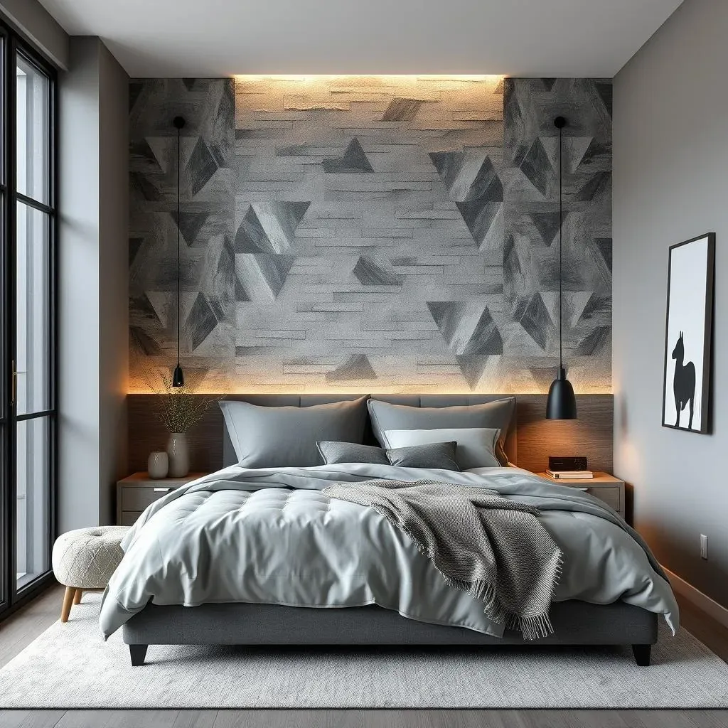 Unique Gray Bedroom Accent Wall Ideas: Wallpaper & Stone