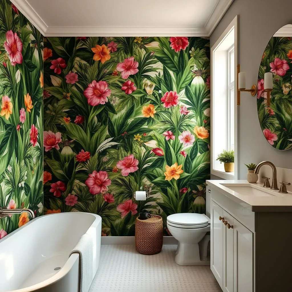 Amazing Wallpaper Accent Wall Ideas for Bathroom