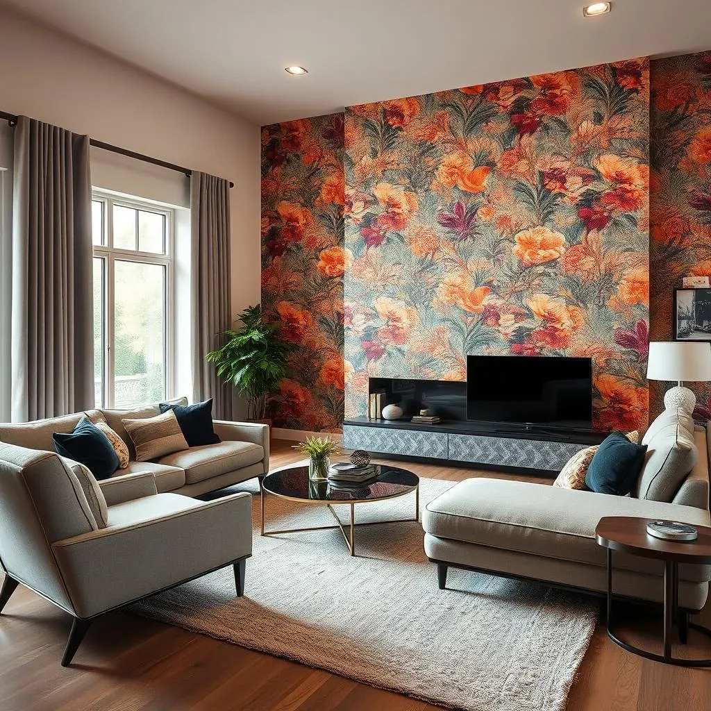 Amazing Wallpaper Accent Wall Ideas for Living Room