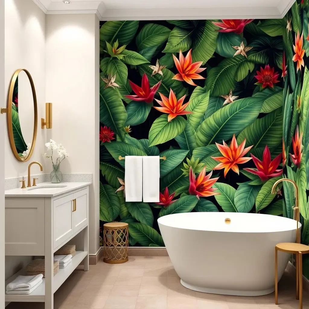 Wallpaper Master Bathroom Accent Wall Ideas