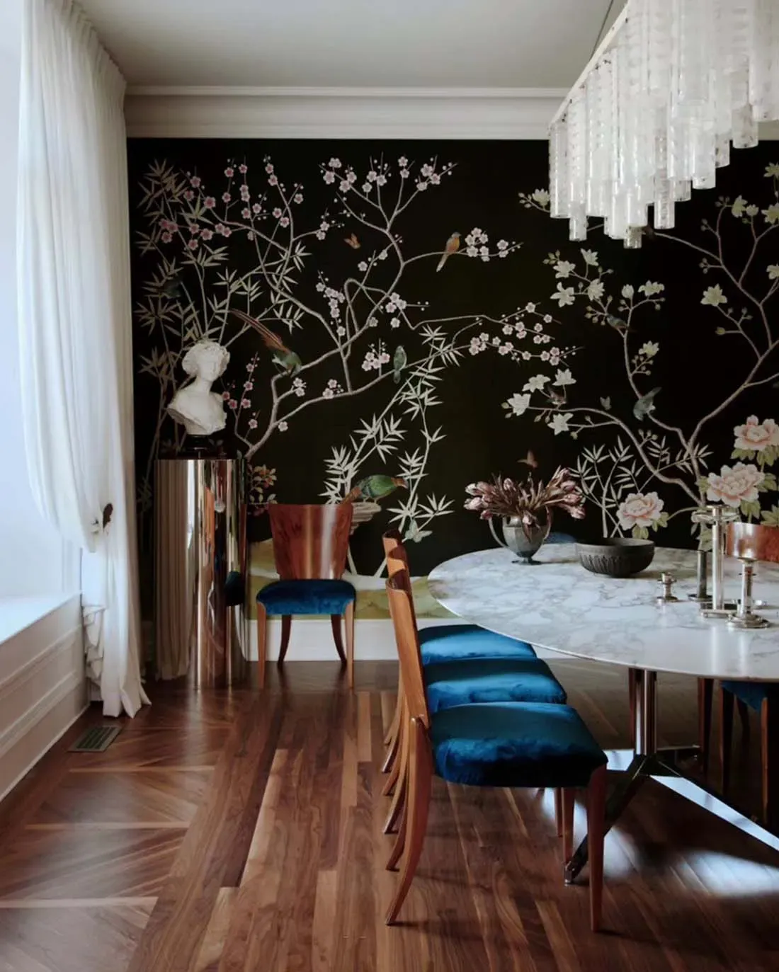 Why a Dark Wallpaper Accent Wall Just Works