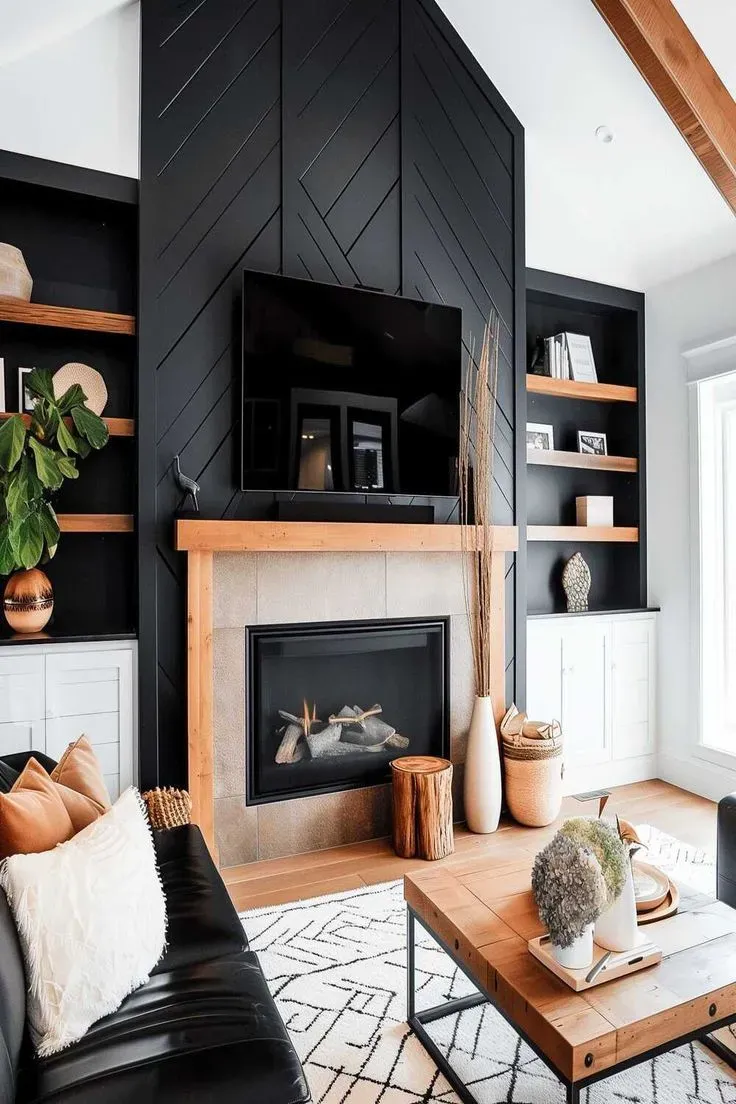 Why a Living Room Accent Wall with Fireplace Works